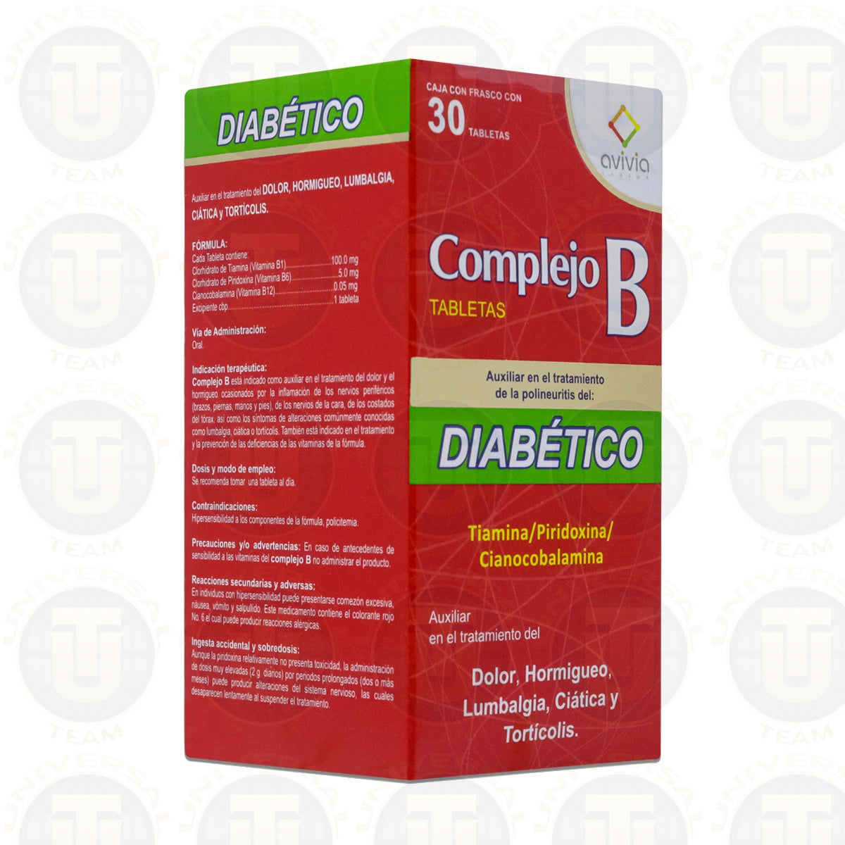 COMPLEJO B DIABETICO, CAJA CON 30 CAPSULAS, AVIVIA – Universal Team