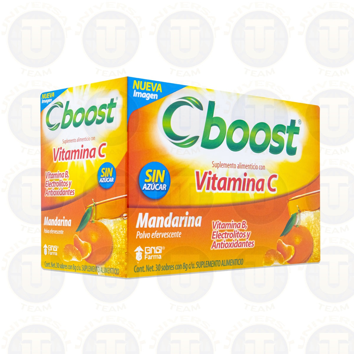 CBOOST VITAMINA C POLVO EFERVESCENTE SABOR MANDARINA CON 30 SOBRES 8 G