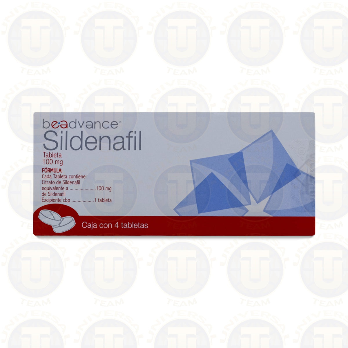 SILDENAFIL BEADVANCE, 4 TABLETAS DE 100 MG