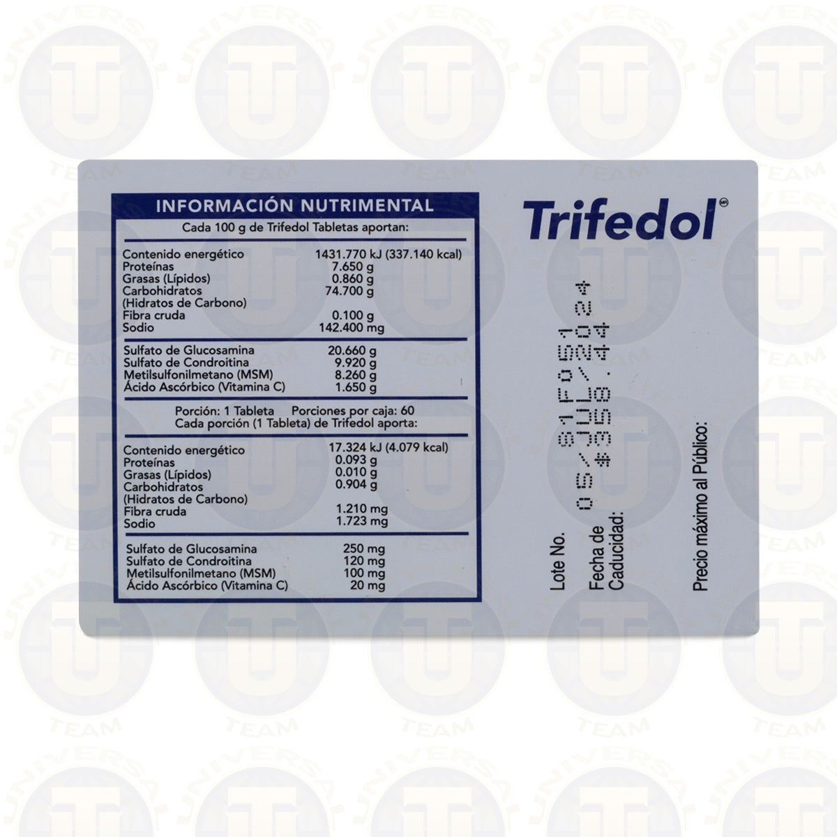 TRIFEDOL, CAJA CON 60 TABS, BIO SALUD