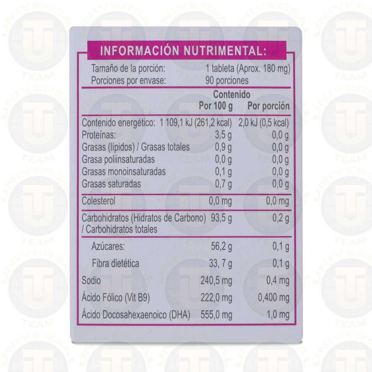 VITAFOLE ACIDO FOLICO + DHA, 90 TABS DE 180 MG C/U, VITAE