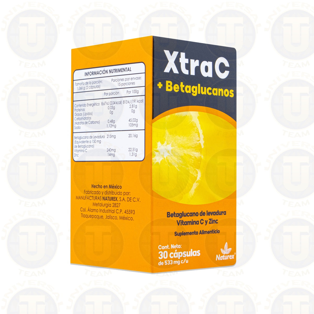 XTRA C + BETAGLUCANOS 30 CAPS DE 533 MG C/U, NATUREX