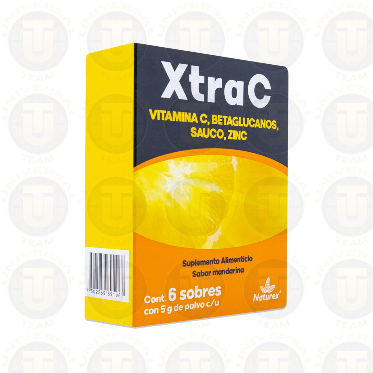 XTRA C VITAMINA C, BETAGLUCANOS, SAUCO, ZINC, 6 SOBRES SABOR MANDARINA, NATUREX